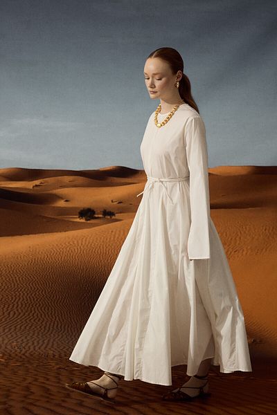 KUAD Ecru Flared Skirt Dress
