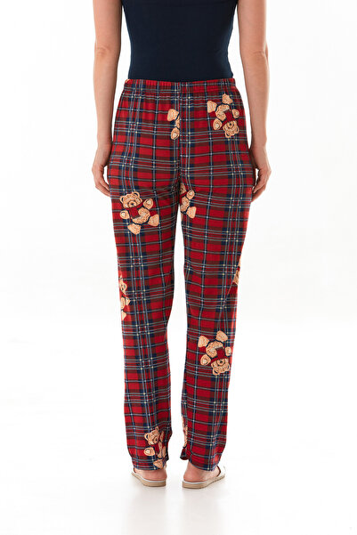 Fulla Moda Ayıcık Baskılı Ekose Pijama Altı