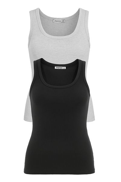 monox Women's Ribbed Lycra Cotton Strap 2-Piece Undershirt