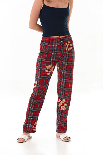 Fulla Moda Ayıcık Baskılı Ekose Pijama Altı