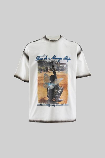 Machinist Men's Kid with the Gun Oversize Ecru T-Shirt