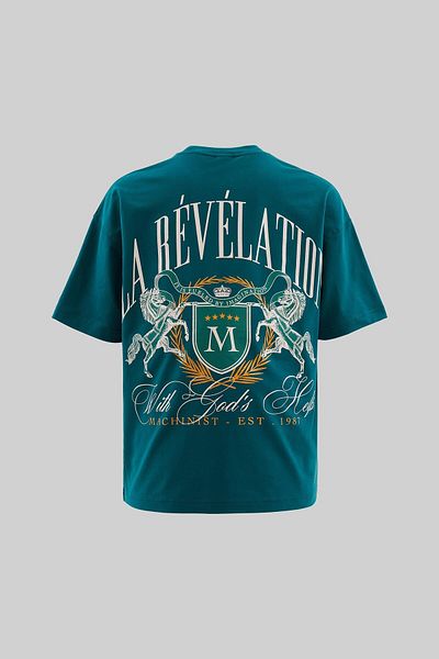Machinist Men's La Revelation Printed Oversize Oil Green T-Shirt