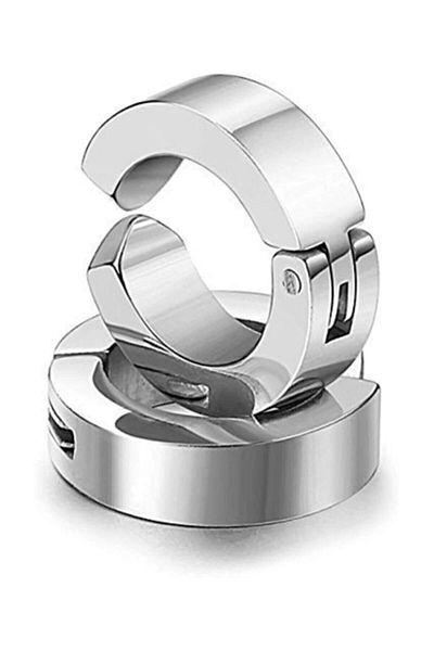 buaksesuar Steel Earrings for Ears with Compressed Non-Hole Men-Women Unisex Earrings