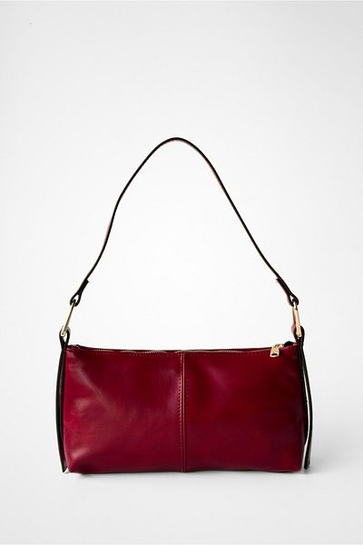 Yuka Atelier Mini Cushy Shiny Faux Leather Baguette Shoulder Bag