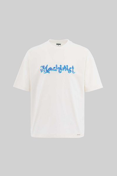 Machinist Men's Mud Technical Printed Oversize Ecru T-Shirt