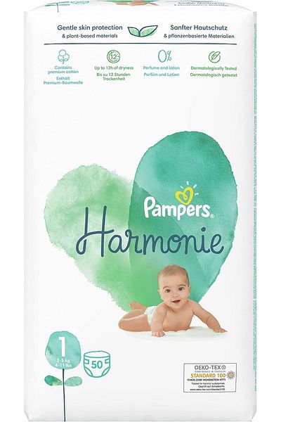 Prima Pampers Harmonie Baby Diaper Size:1 (2-5kg) Newborn 50 Pieces + Size:2 (4-8kg) Mini 39 Pieces