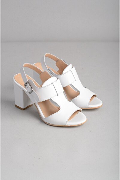 SEÇ KUNDURA SEÇ 1155 SANDALET cu toc din piele naturală (Lungime toc: 8 cm) WHITE