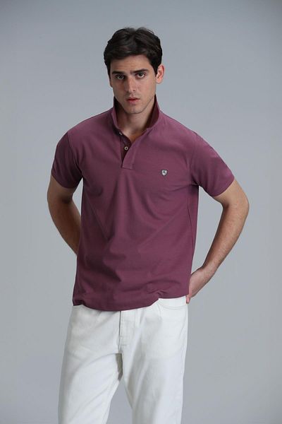 Lufian Ανδρικό μπλουζάκι με γιακά Polo Plum 111040206 Laon Polo