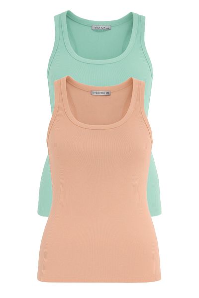 monox Women's Ribbed Lycra Cotton Strap 2-Piece Undershirt