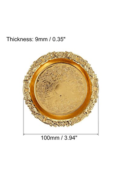 COOYA 4-Pack Vintage European Trim Trays, Sleek and Durable, with Floral Border, for Scented Candles, Gold