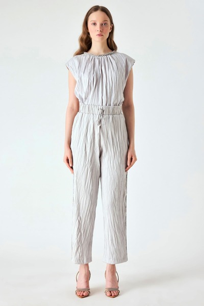 FEVER Kırışık dokulu şerit detaylı pantolon