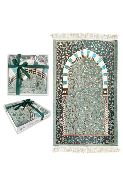 Yeşilipek Arabic Mescid-i Nebevi Ravza Şönil Seccade Set