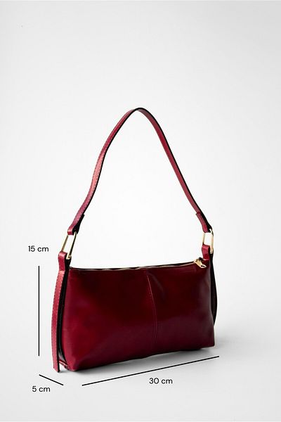 Yuka Atelier Mini Cushy Shiny Faux Leather Baguette Shoulder Bag