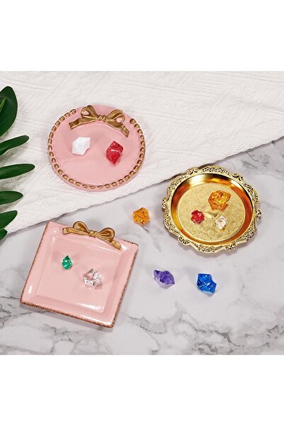 COOYA 4-Pack Vintage European Trim Trays, Sleek and Durable, with Floral Border, for Scented Candles, Gold