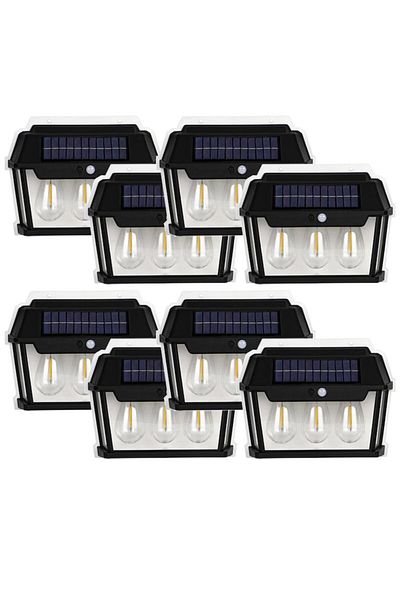 NEXTLY Set 8 X Lampa Solara De Exterior Cu 3 Becuri , 3 Moduri De Functionare, Senzori De Miscare