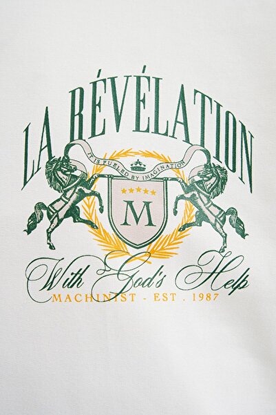 Machinist Men's La Revelation Printed Oversize Ecru T-Shirt