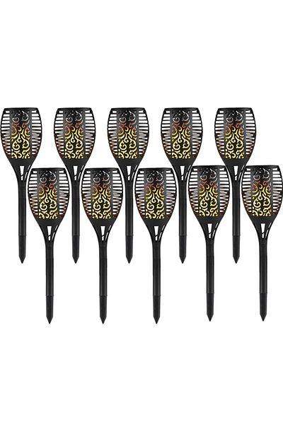NEXTLY Set 10 x lampa solara de exterior tip torta cu efect de flacara NEXTLY, negru