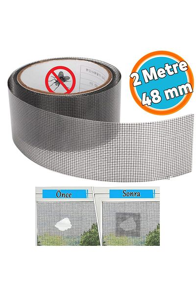 NZB Adhesive Fly Screen Tulle Repair Tape Ripped Torn Hole Fiber Tulle Pasting 48 mm X 2 Meters Black