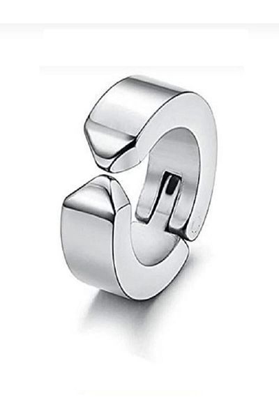 MAZEN 1 Piece Compression Non-perforated Steel Silver Unisex Earrings Fake Earrings