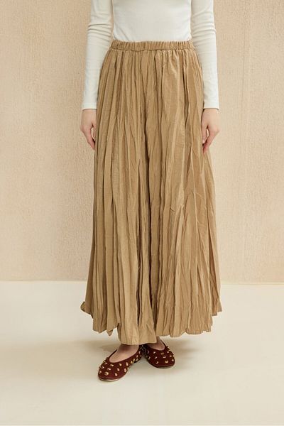 mervis Γυναικεία πλισέ μακριά φούστα από ύφασμα Crinkle
