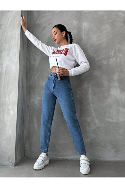 Dema Yüksek Bel Pamuklu Mom Jean