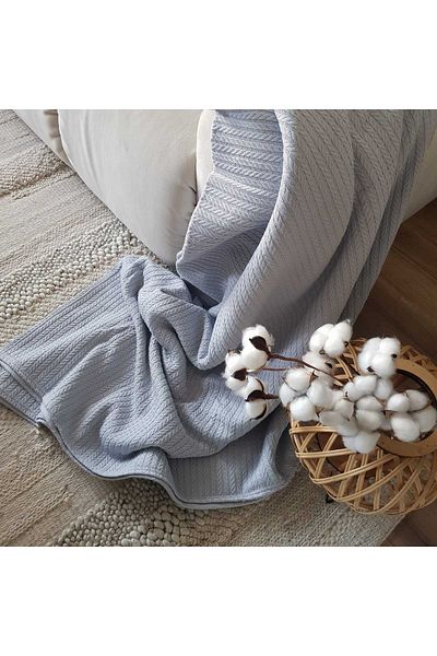 Kotonia Home - Pique Duvet Cover, 220x240 Cm, 100% Cotton, Grey