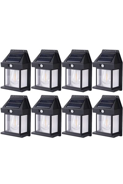 NEXTLY Set 8 X Lampa Solara De Exterior Cu Bec , 3 Moduri De Functionare, Senzori De Miscare