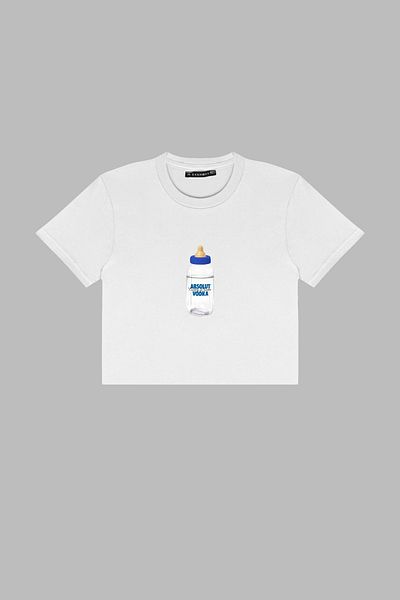 Sekizbiraltı Absolut εμπριμέ λευκό Crop Top