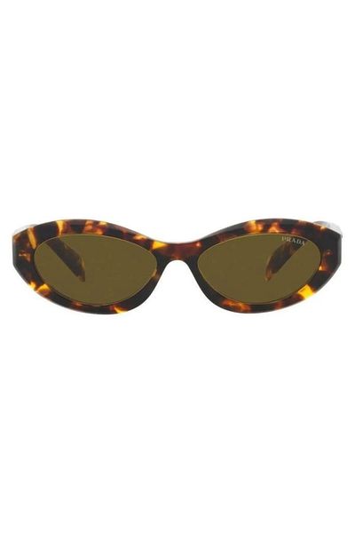 Prada Woman Irregular Sunglasses- Pr 26zs - Lense Size:55mm - Honey Tortoise