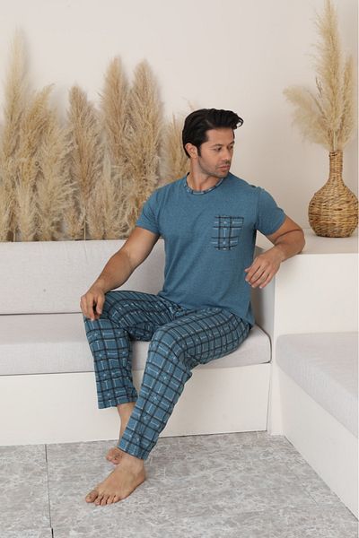 GİYDİNGİYDİN SET DE Pijamale BĂRBAȚI ECOSCENTĂ CU BIRUȚI CU MÂNERĂ Scurtă