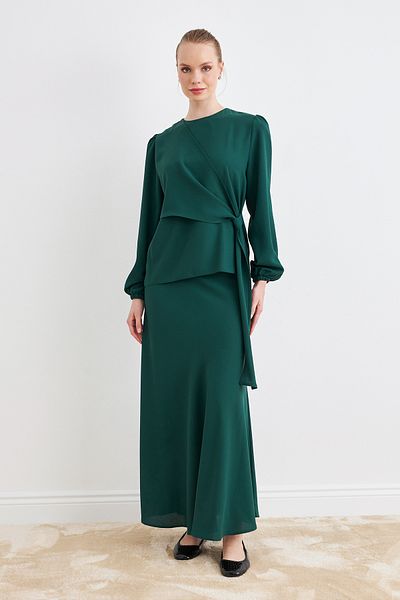 VAVİNOR Roza Skirt Blouse Set - Emerald