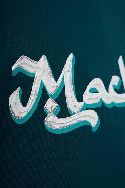 Machinist Men's Mud Technical Printed Oversize Oil Green T-Shirt