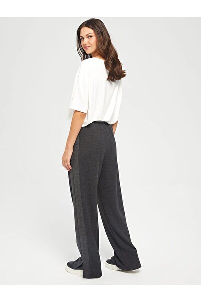 Faik Sönmez Bol Paça Lastikli Bel Antrasit-Melanj Kadın Eşofman Altı U67807
