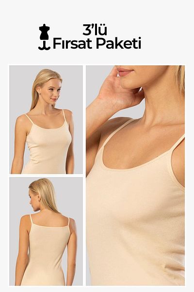 ERDEM İÇ GİYİM Erdem 3-pack Skin Cotton Ribbed Undershirt 2153