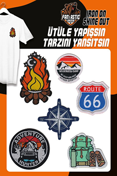 ATMACA TUHAFİYE Set de tachelaj pentru patch-uri - model de călcat, camping, rulotă, munte și natură