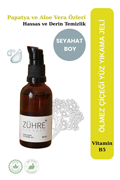 ZÜHRE THERAPY Doğal Yüz Yıkama Jeli Seyahat Boy - 50 ml | Ölmez Çiçeği, Aloe ...