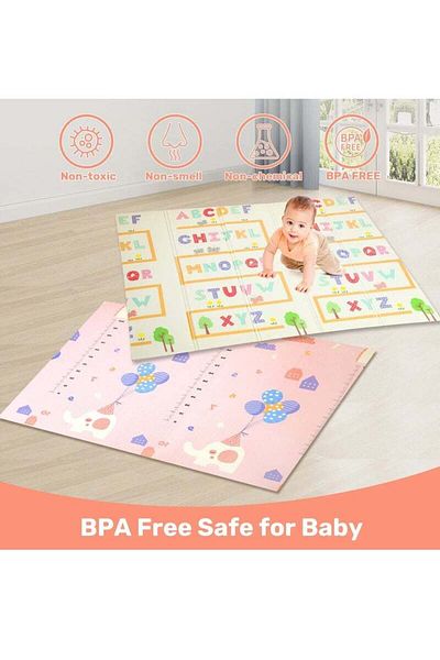 Yelajoy Foldable Baby Play Mat,The Surface is Water-Resistant,Double L Textured Design Anti-Slip,200x180x1cm