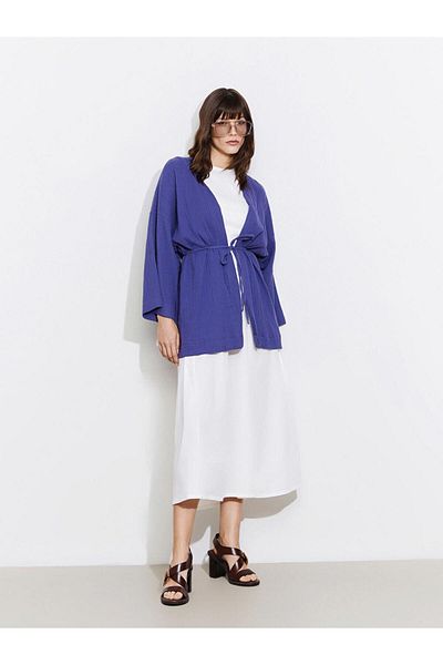 LC Waikiki Lcwaikiki Classic Shawl Collar Oversize Muslin Women's Kimono (S5)