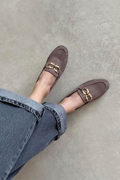 STRASWANS Luca Women's Buckle Detail Suede Ballerina Mink