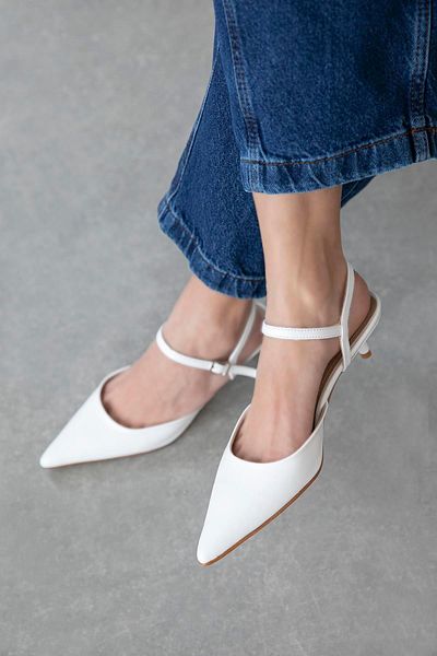 STRASWANS Melvin Women's Heeled Wrinkled Leather Shoes White