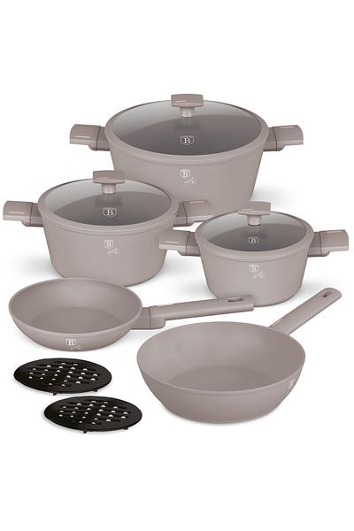 Berlinger Haus BerlingerHaus 10-Piece Cookware Set – Taupe Collection, TitanPRO Non-Stick, Induction, Taupe