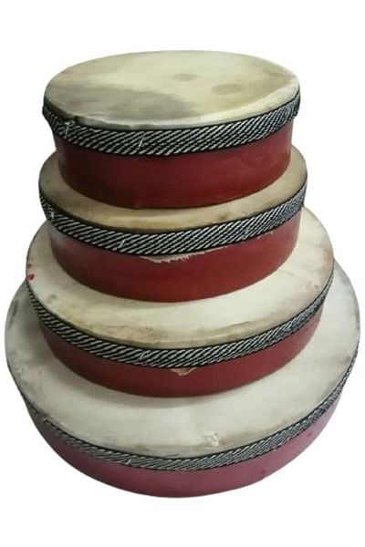 alkaraz music Cherry Music Leather Tambourine Set - 4 Pieces