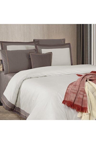 Sarev Cortes Double 100% Cotton Satin "500 Tc" Duvet Cover Set Mocha