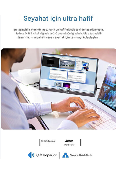 Arzopa A1M 17.3" Full HD 60Hz IPS Ultra İnce Taşınabilir Monitör