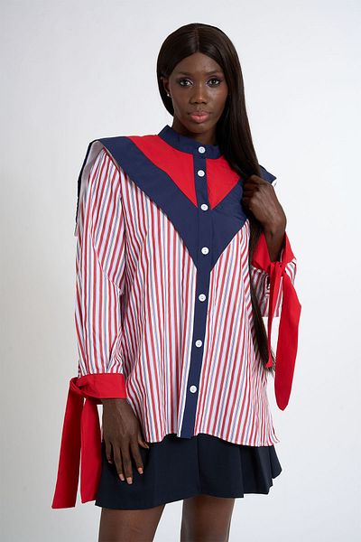 HANIQA Striped Shirt with Lapel Detail