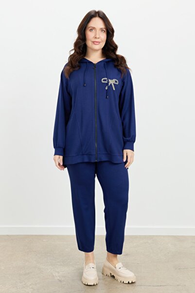 accort Büyük Beden Taş Baskı Sweatshirt-LACI