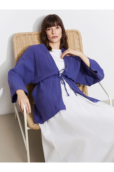 LC Waikiki Lcwaikiki Classic Shawl Collar Oversize Muslin Women's Kimono (S5)