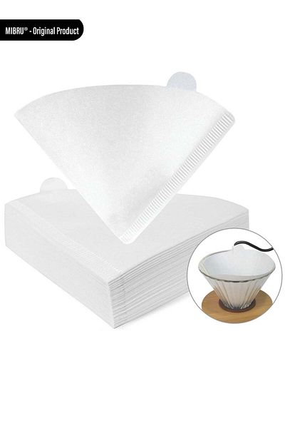 MIBRU 100 Piece Coffee Paper Filter V60 Size 02 White