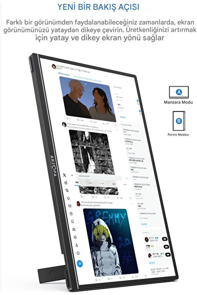 Arzopa Z1RC 16" 2.5K 60Hz IPS Parlak QHD Ekran Taşınabilir Monitör