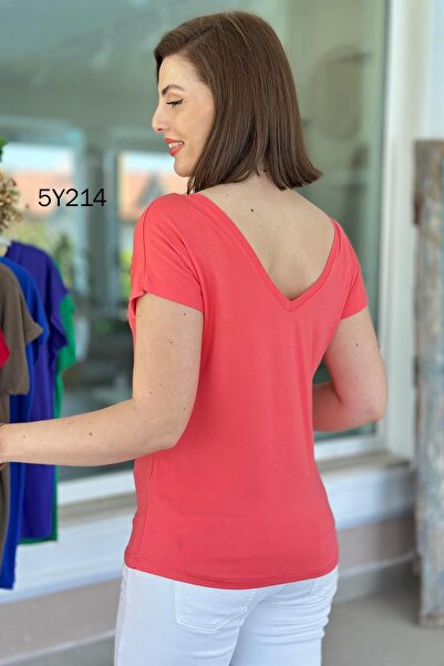 İnce Topuk Front Back V Bamboo Tshirt 5Y214